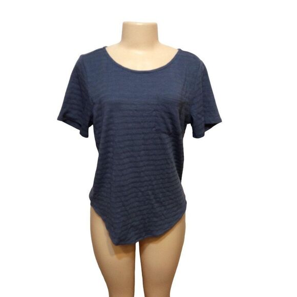 BELLE Women Short Sleeve Top With Zipper Size S Grayish Blue - Picture 1 of 3